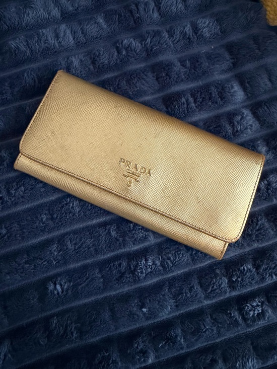 Prada Handbags - Authentic Vintage Prada Metallic Gold Saffiano Continental Clutch Wallet